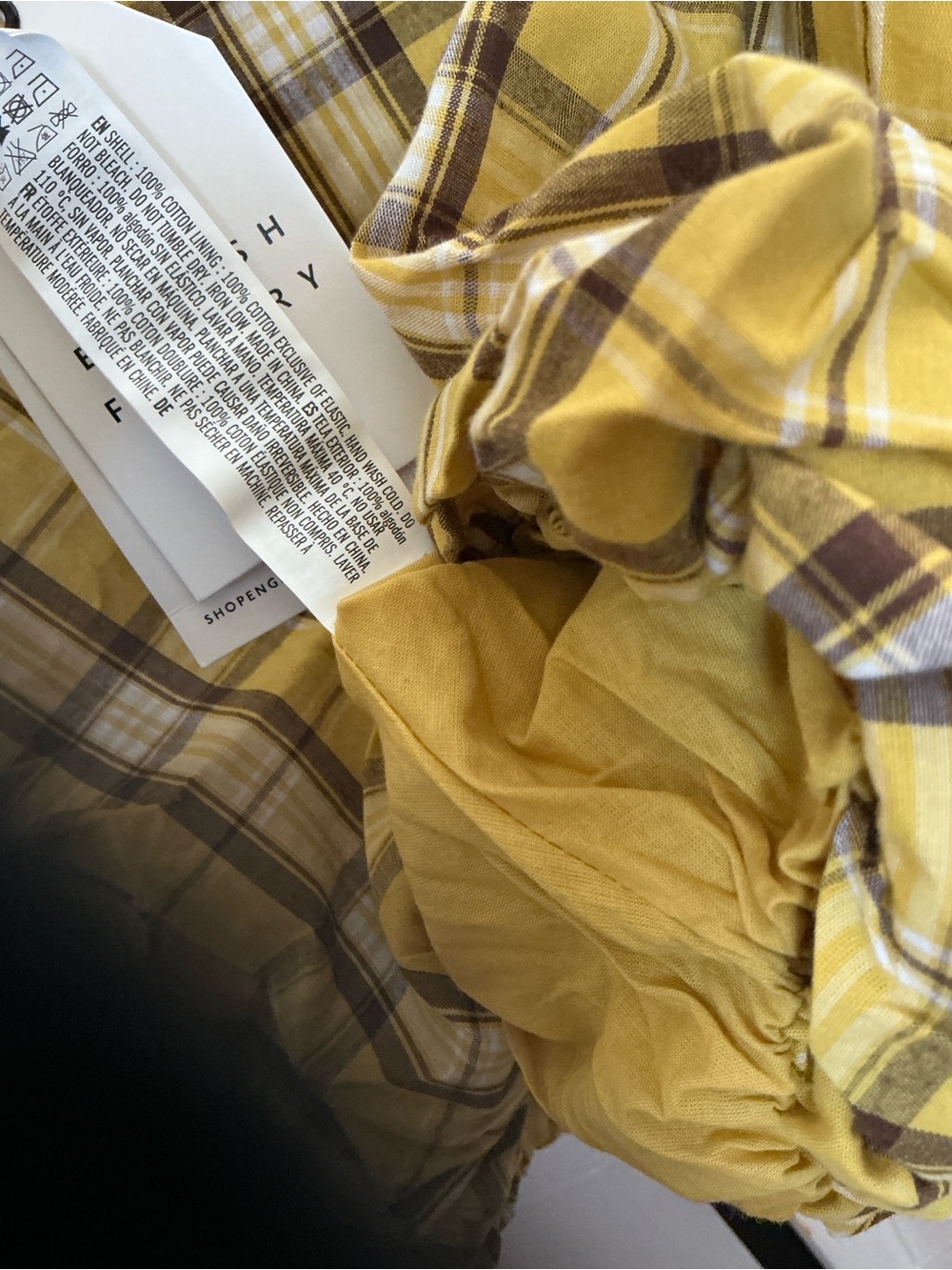Anthropologie English Factory Plaid Puff Sleeve Cotton Crop Top Yellow Size S - Picture 8 of 10